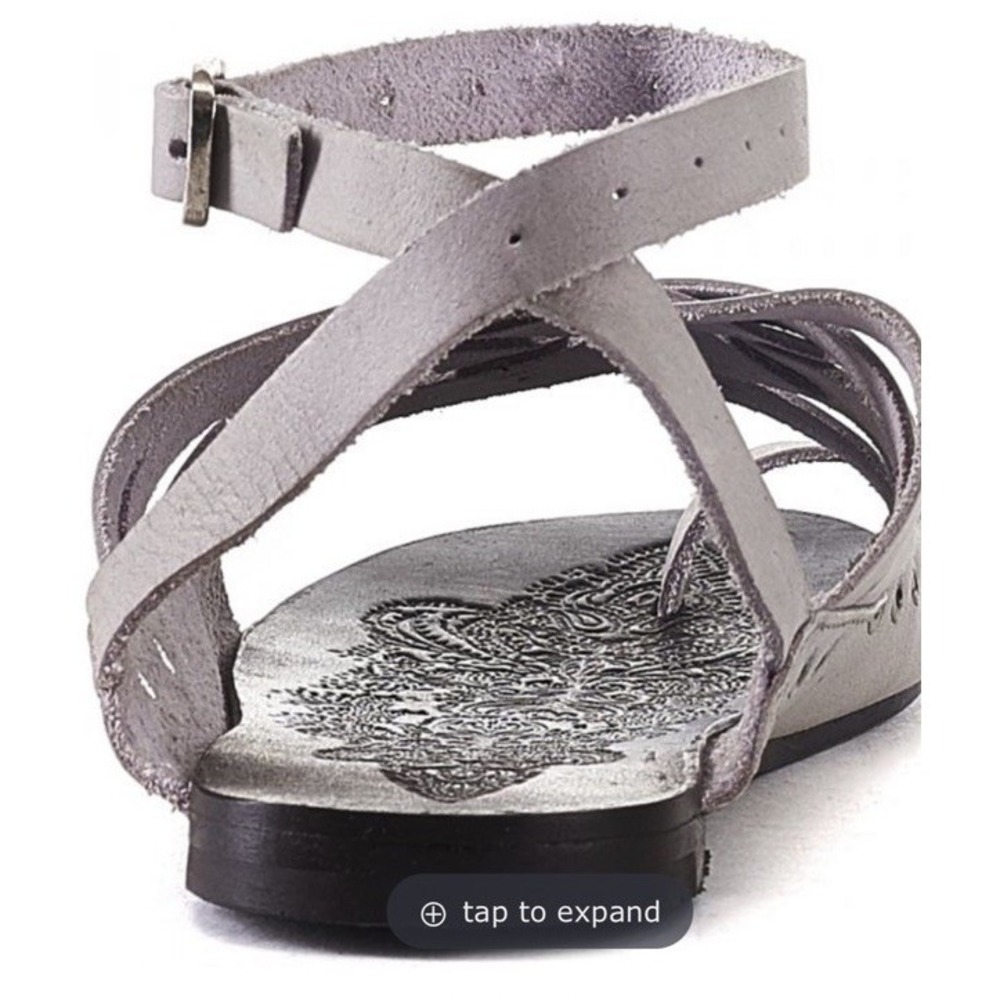 Free People Gray Belize Strappy Sandals Criss Cross Leather Toe Loop EU 41 US 10 - Picture 4 of 12